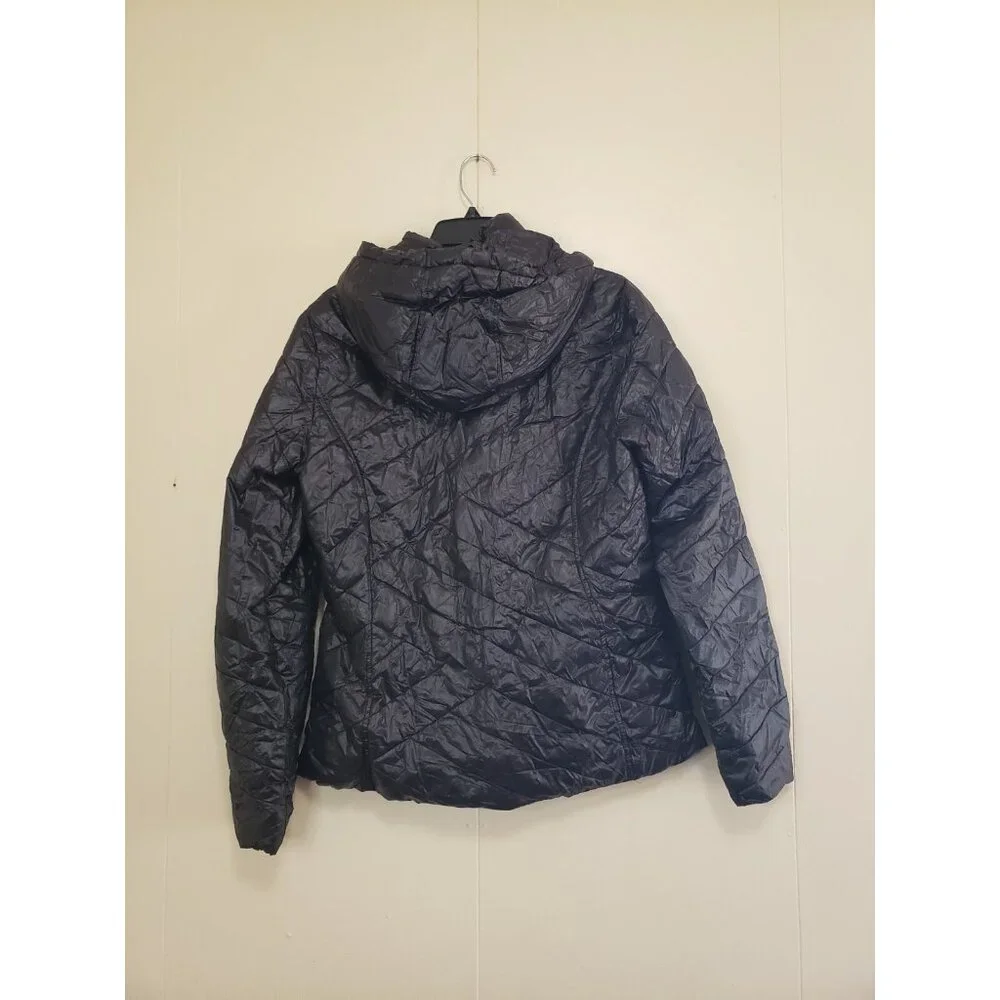 Tek Gear WarmTek Womens M Puffer Jacket Black Full Zip Pockets Packable Hiking - Picture 2 of 6